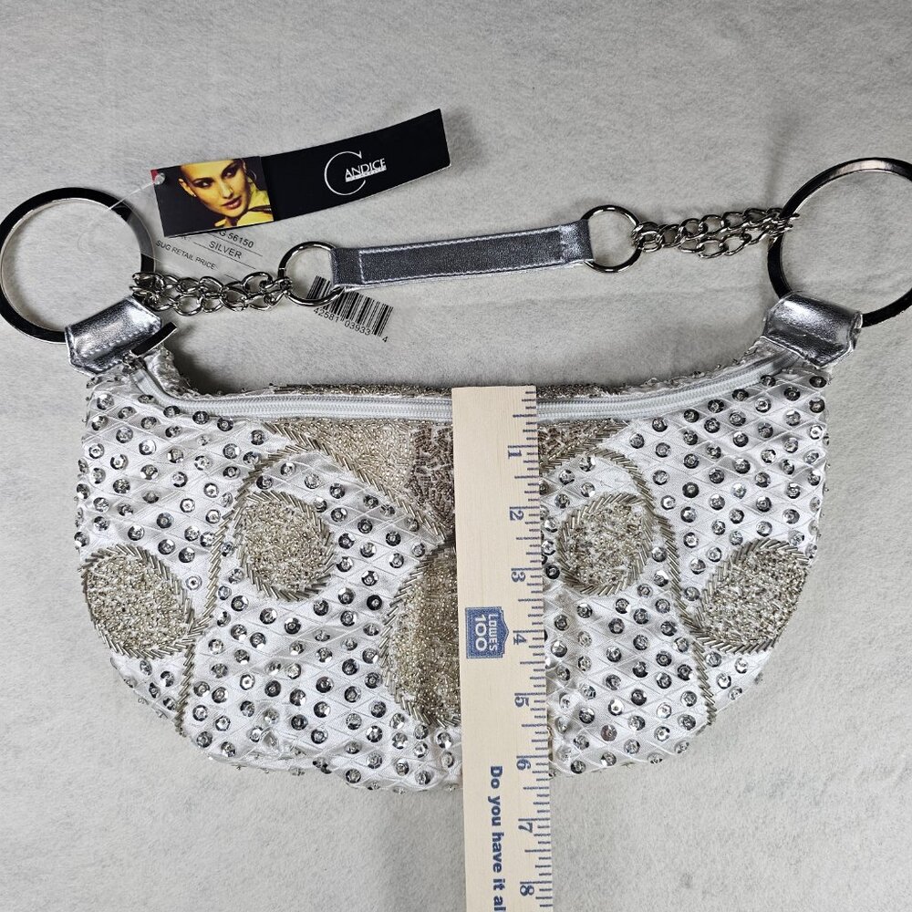 Candice Silver Sequin Fabric Bag – Glam Statement Piece - Picture 6 of 7